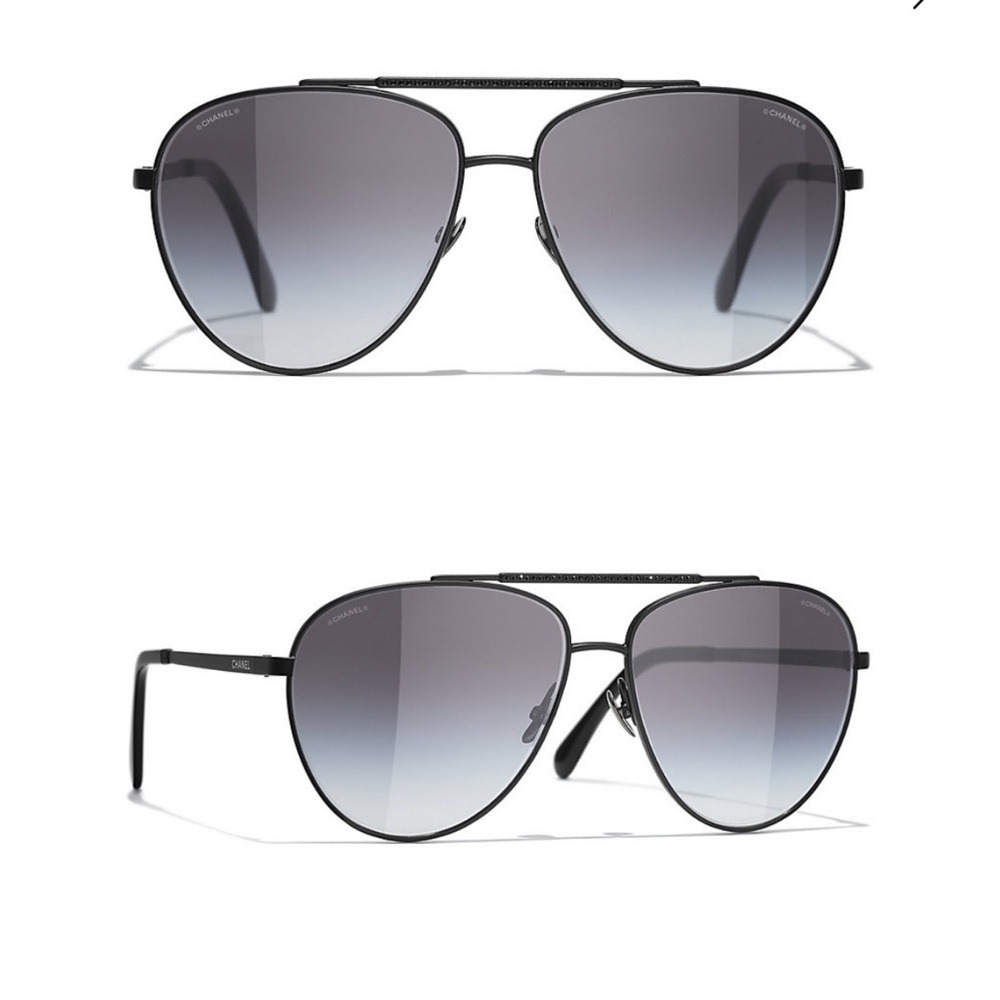 CHANEL Pilot Sunglasses- black w/crystals